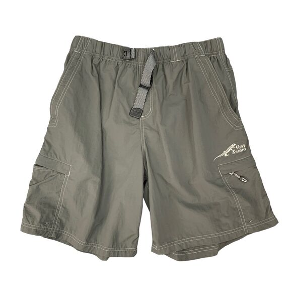First Ascent Hiking Shorts Mens L Large Green Brief Lined Nylon Active Outdoor - Picture 1 of 10